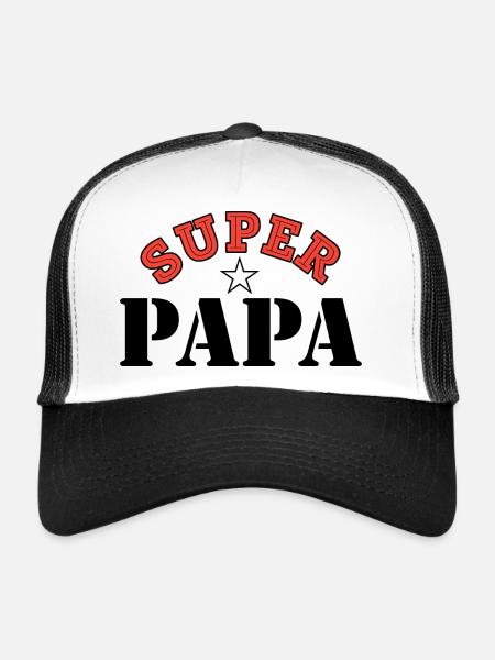 Super papa. Superpapa. Fête des pères. Papa - Casquette trucker  - blanc/noir - Devant