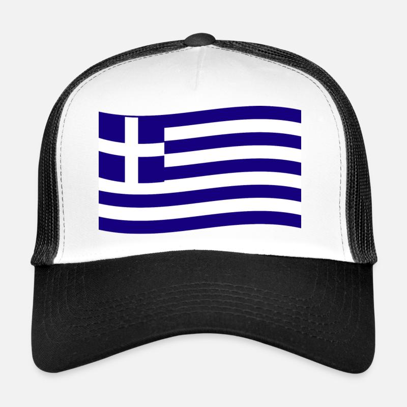 Grèce Drapeau grec Hellas Hellène - Casquette trucker  - blanc/noir