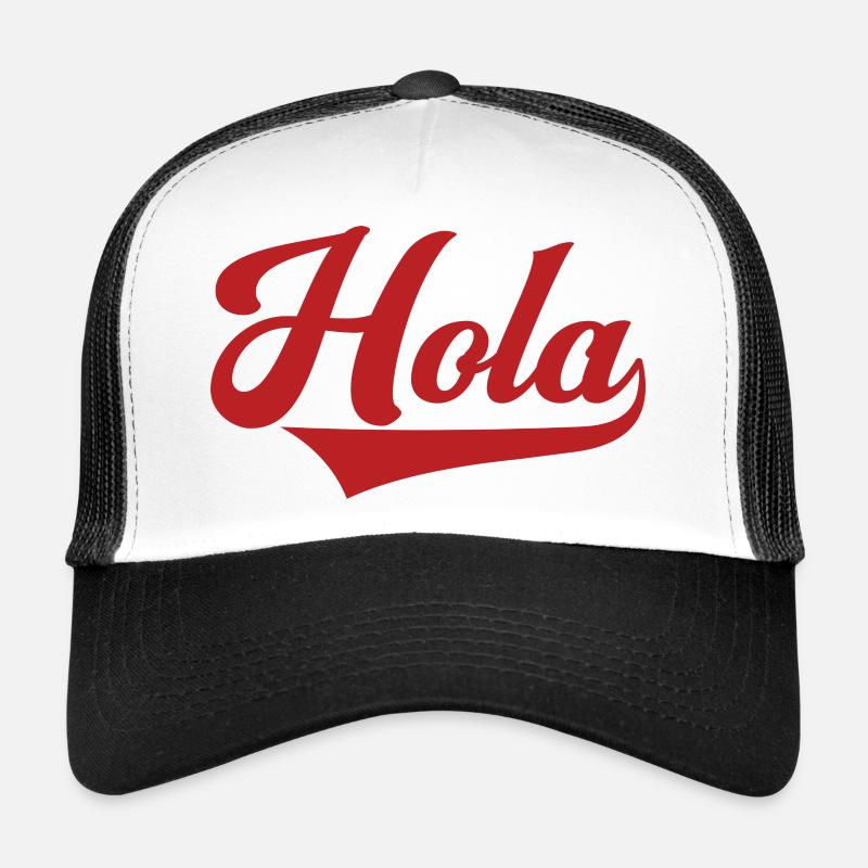 Hola Spanish Hello Hawaii Hawaiian Pride Mexican - Trucker Cap - white/black
