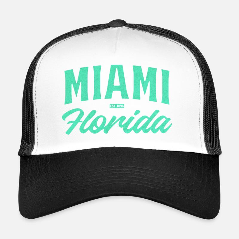 Miami Florida Teal Font Trucker Cap