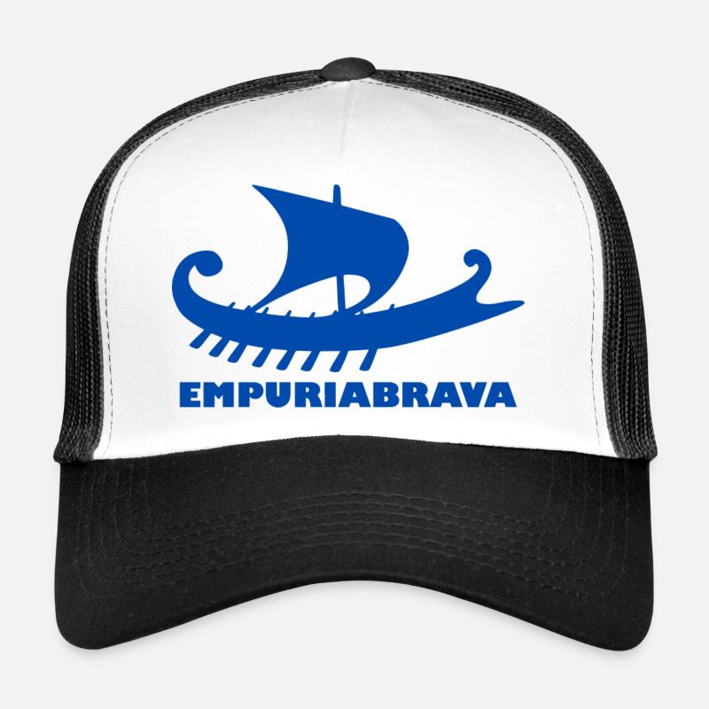 Schiff Empuriabrava Schrift blau - Trucker Cap - Weiß/Schwarz