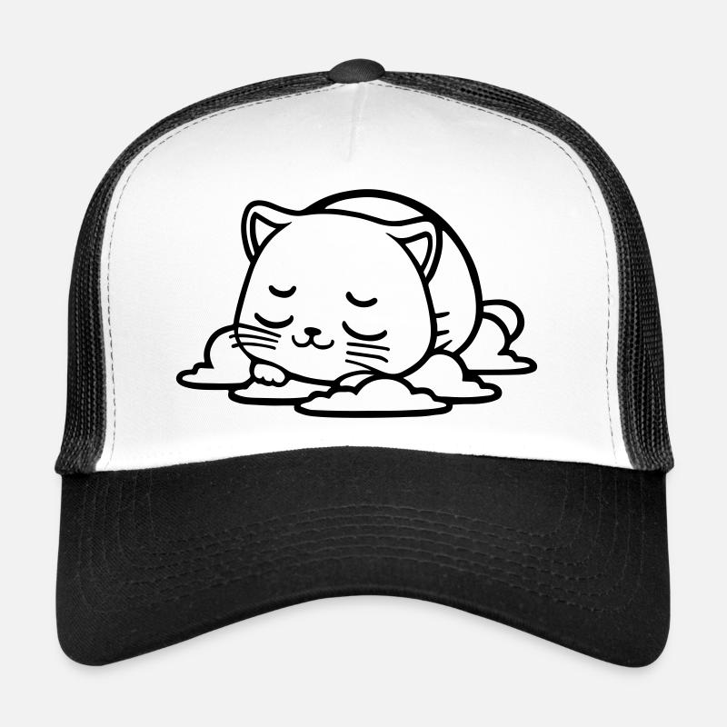 Kleine Katze, die schläft - Trucker Cap - Weiß/Schwarz