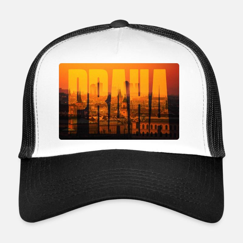 Silhouette du coucher de soleil de Prague Casquette trucker 