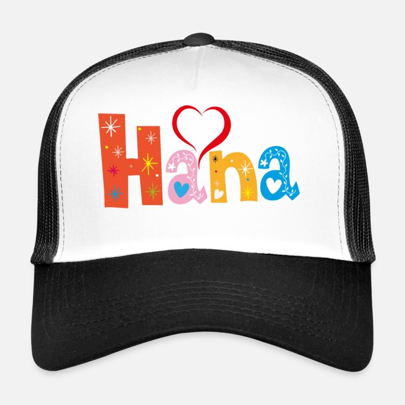 Personalisierter Hana-Name - Trucker Cap - Weiß/Schwarz