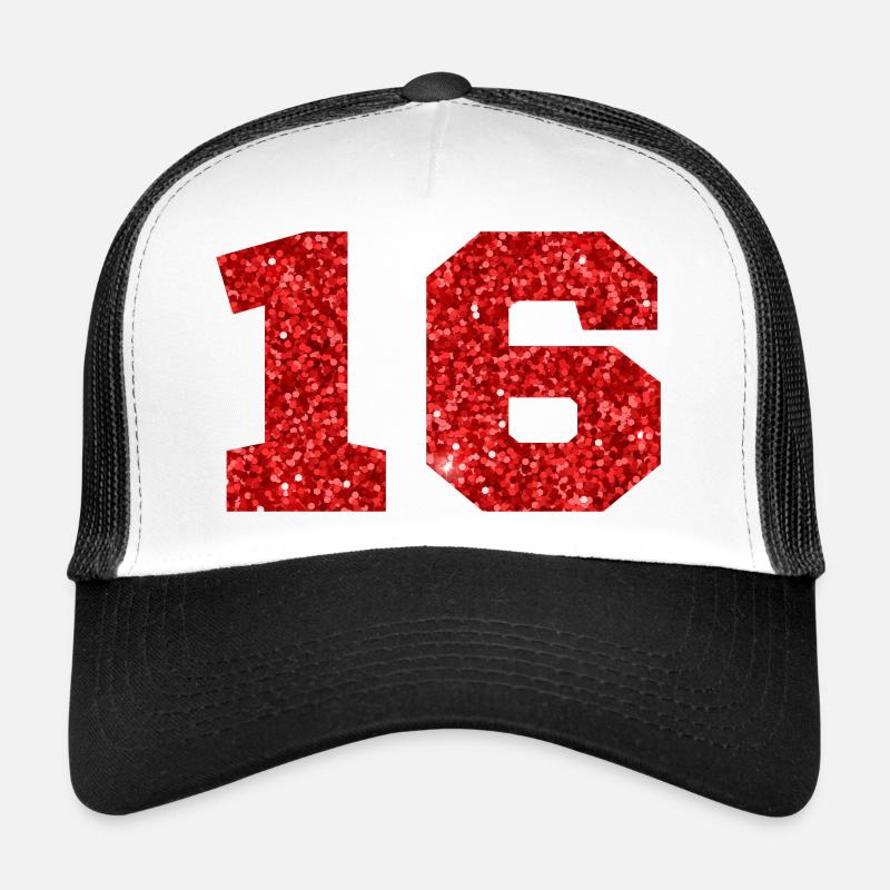 Nummer 16 Roter Glitzer - 16. Geburtstag Trucker Cap