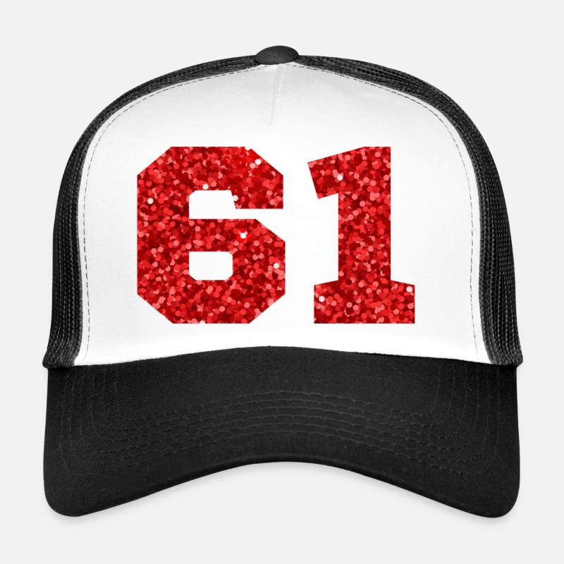 Nummer 61 Roter Glitzer - 61. Geburtstag Trucker Cap