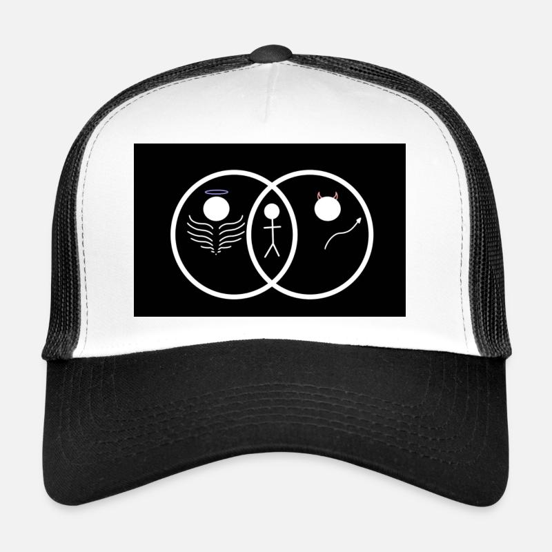 Angel or Devil? Cute design Venn diagram Trucker Cap