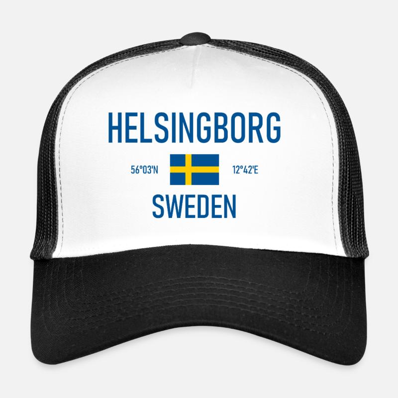 Helsingborg - Suède Sverige Drapeau Coordonnées Casquette trucker 