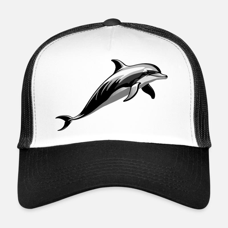 Delfin - Cute Ocean Pet Design - Trucker Cap - Weiß/Schwarz