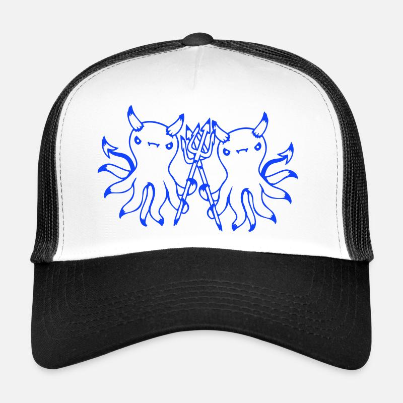 2 Octopus Devil Hell Team Friends Satan Evil Cute Trucker Cap