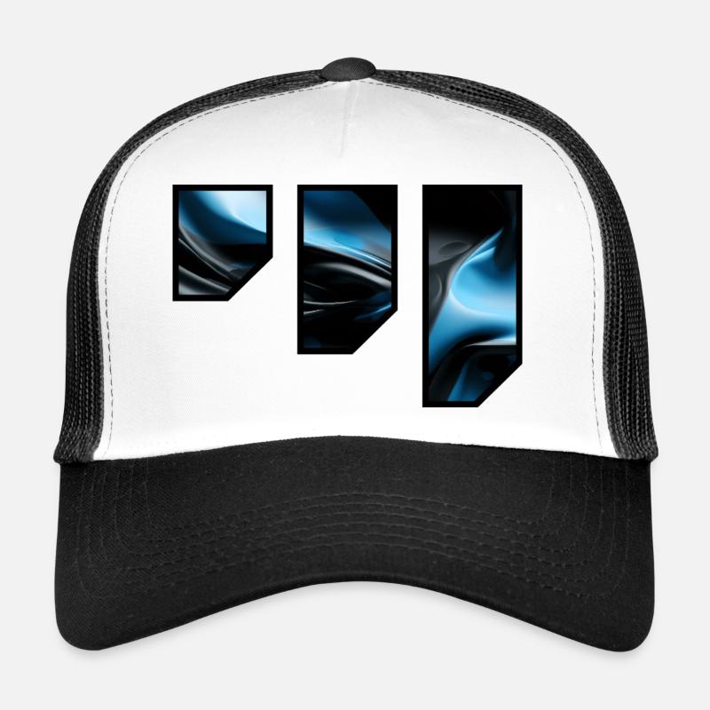 Fluid Blue Black Abstract Pattern Trucker Cap