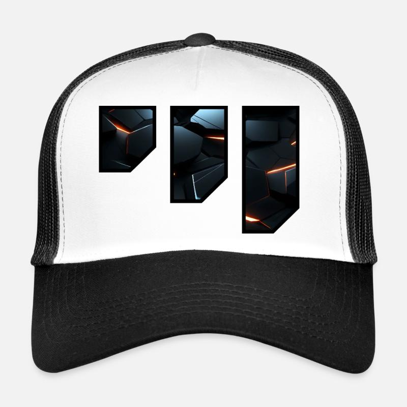 Futuristisches geometrisches Lichtmuster - Trucker Cap - Weiß/Schwarz