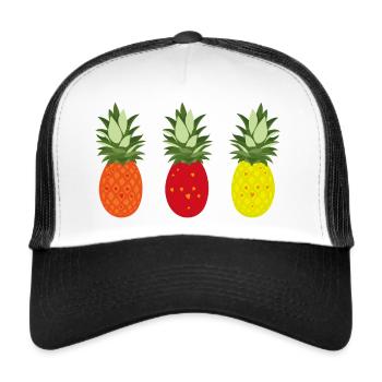 Bunte Ananas Muster für Sommer und Freizeit - Trucker Cap - Weiß/Schwarz - Vorne
