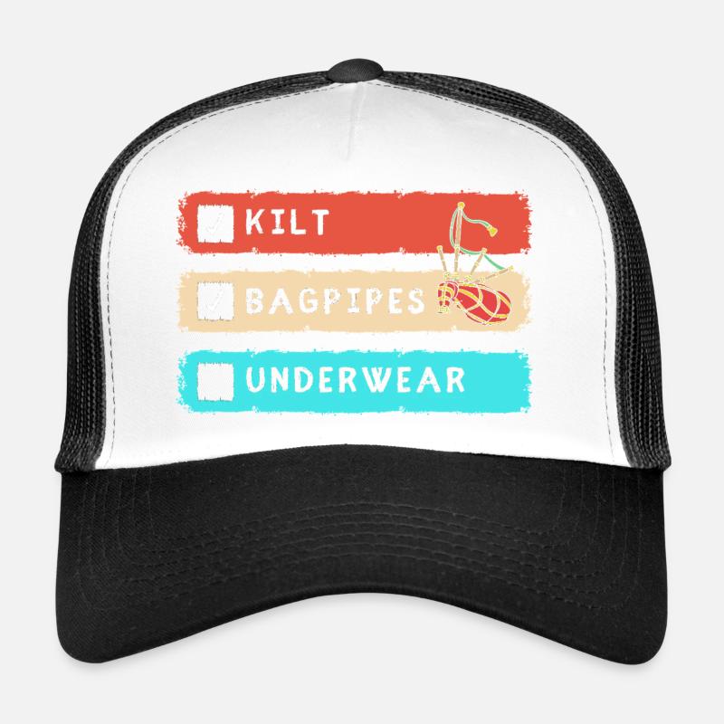 Kilt Schottland Scotland Schottenrock - Trucker Cap - Weiß/Schwarz
