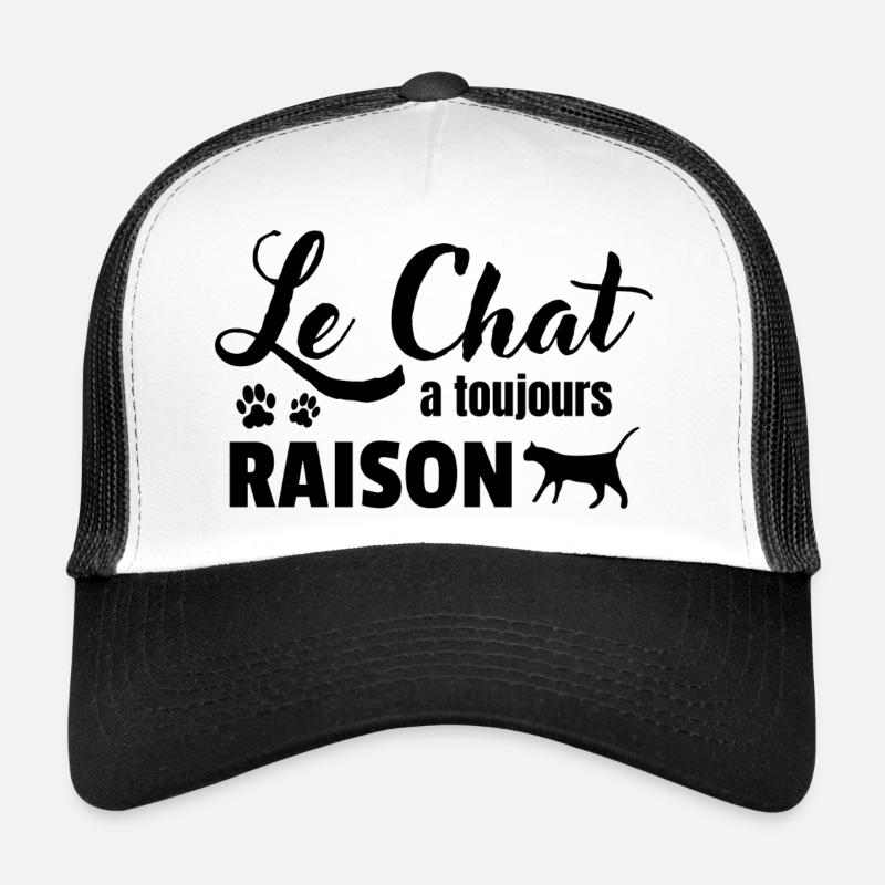 Le chat a toujours raison - Casquette trucker - blanc/noir