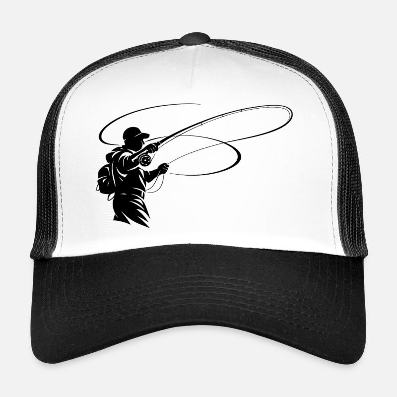 Silhouette de pêche à la mouche – Conception du pêcheur Casquette trucker 