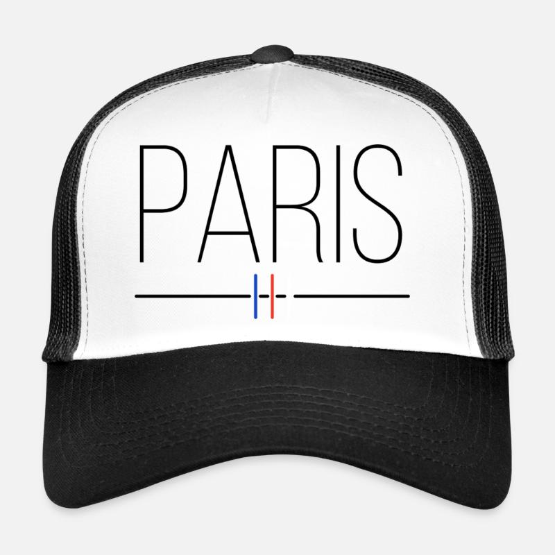 Paris / Drapeau - Casquette trucker  - blanc/noir