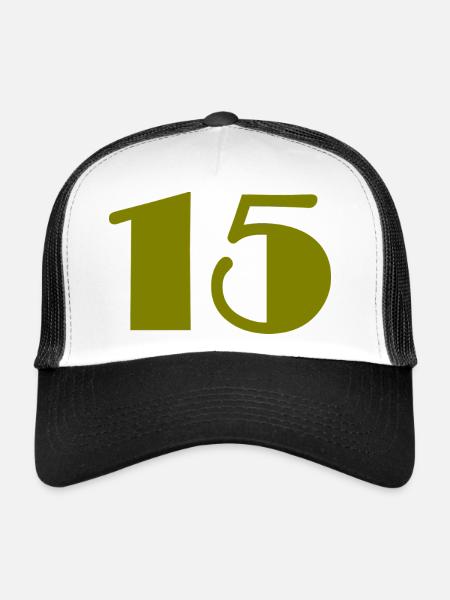 15. 15 ANS. 15e ANNIVERSAIRE. ANNIVERSAIRE 15 ANS. - Casquette trucker  - blanc/noir - Devant