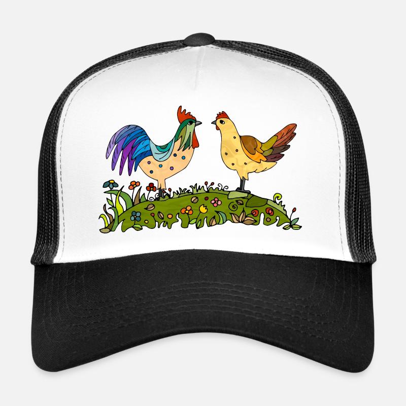 Rooster and hen Trucker Cap