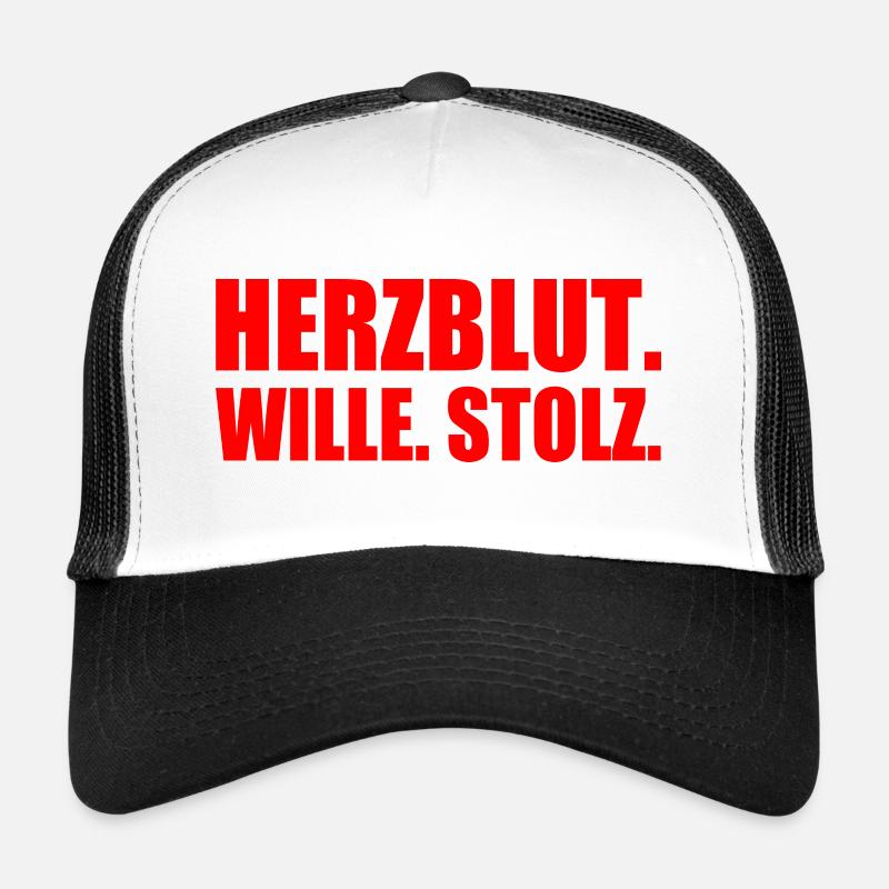 Herzblut wille stolz - Trucker Cap - Weiß/Schwarz