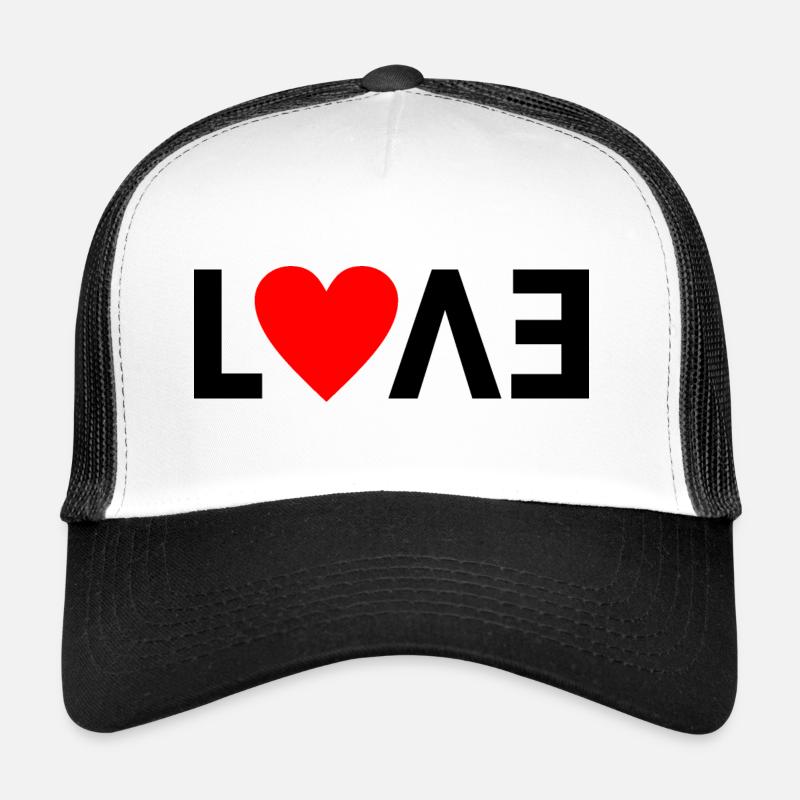 "L❤VE" Abstraktes Design schwarz mit rotem Herz Trucker Cap