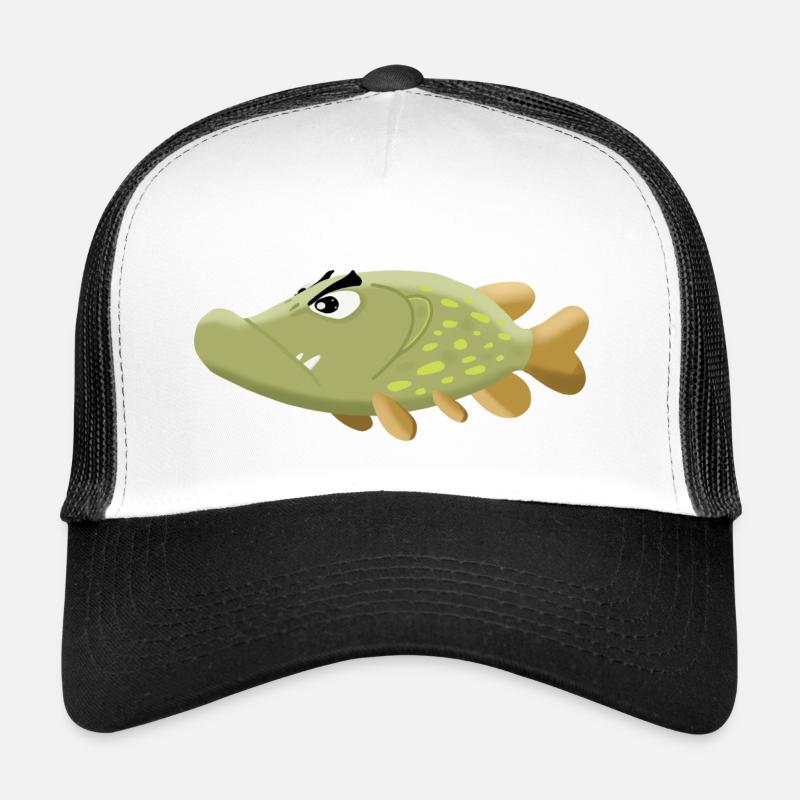 Mürrischer Hecht! - Trucker Cap - Weiß/Schwarz