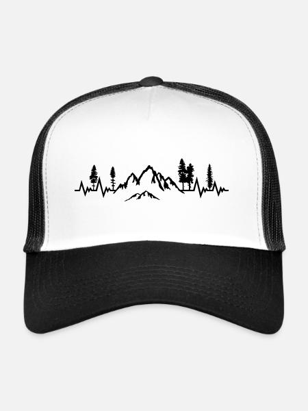 mountain, hiking, forest, nature heartbeat - Trucker Cap - white/black - Front
