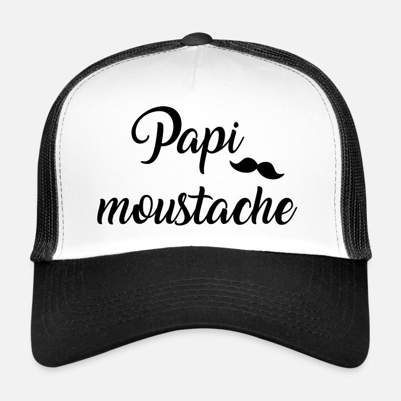 papi moustache - Casquette trucker  - blanc/noir