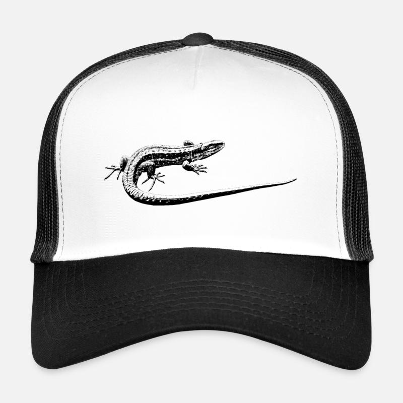 Eidechse - Trucker Cap - Weiß/Schwarz
