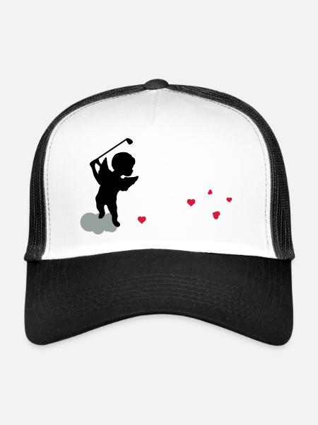 Amor with golf Club - Trucker Cap - white/black - Front