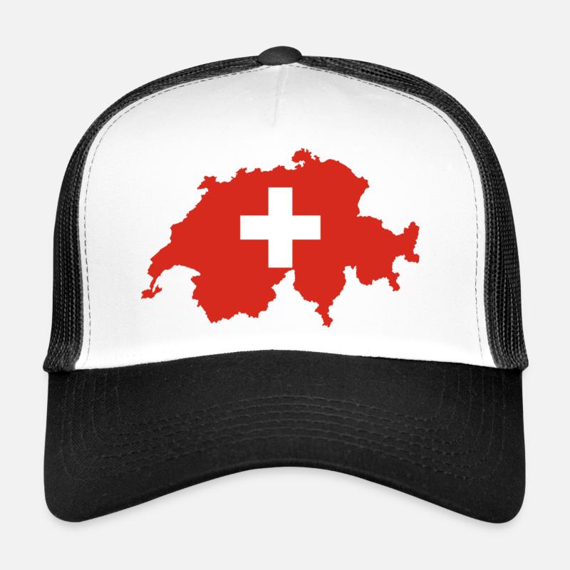 Schweiz - Trucker Cap - Weiß/Schwarz