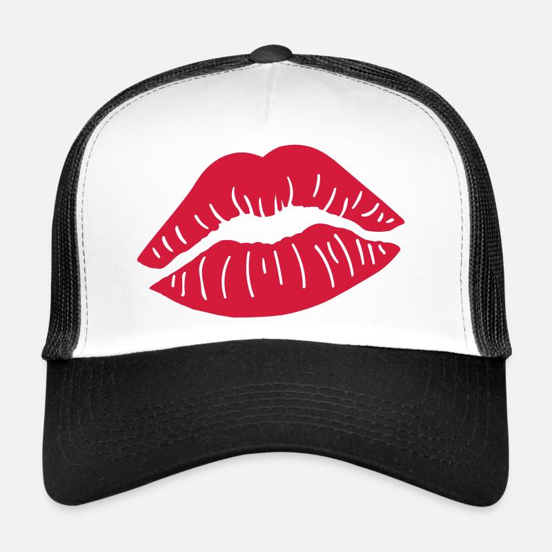 Lips Kiss - Trucker Cap - white/black