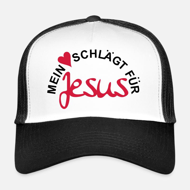 Mon cœur bat pour JESUS - Casquette trucker  - blanc/noir