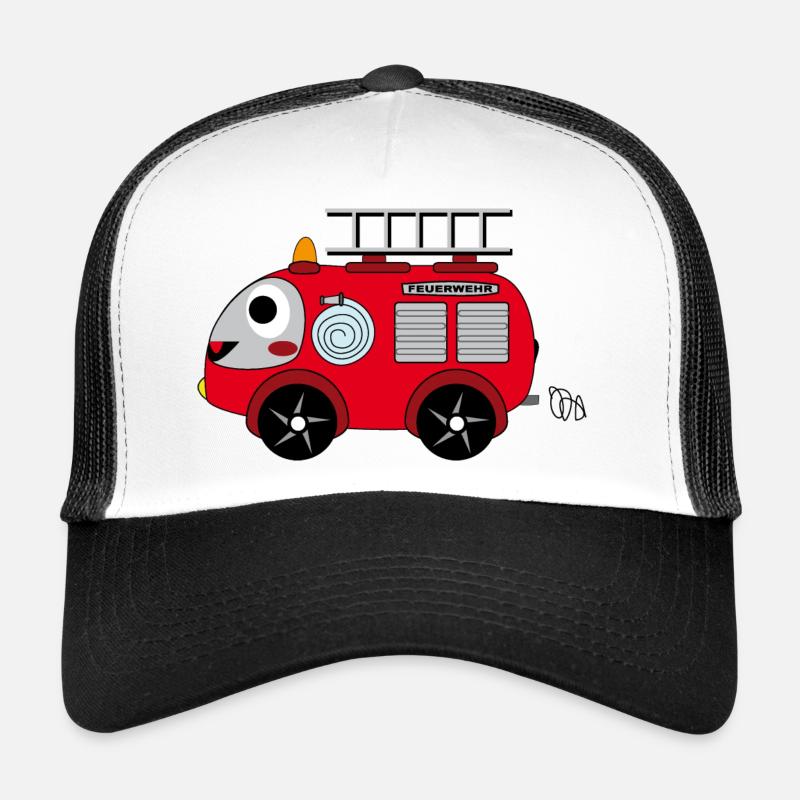 Feuerwehrauto - Trucker Cap - Weiß/Schwarz