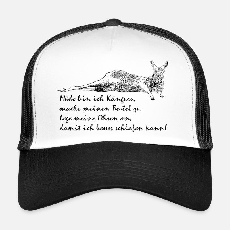 Müdes Känguru - Trucker Cap - Weiß/Schwarz