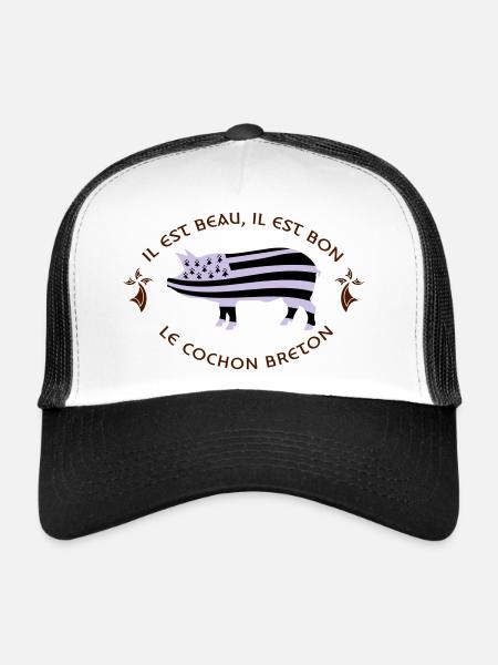 BRETAGNE - GWENN HA DU - COCHON BRETON - Casquette trucker  - blanc/noir - Devant