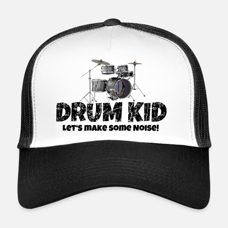Drum Kid Kinder Schlagzeug Drums (Noise) - Trucker Cap - Weiß/Schwarz