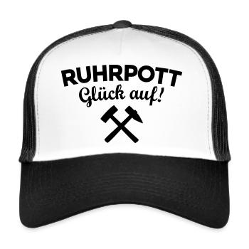 Ruhrpott Glück Auf Ruhrgebiet - Trucker Cap - Weiß/Schwarz - Vorne