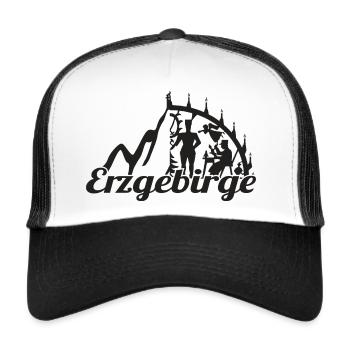 Erzgebirge Heimat Natur Holzkunst - Trucker Cap - Weiß/Schwarz - Vorne