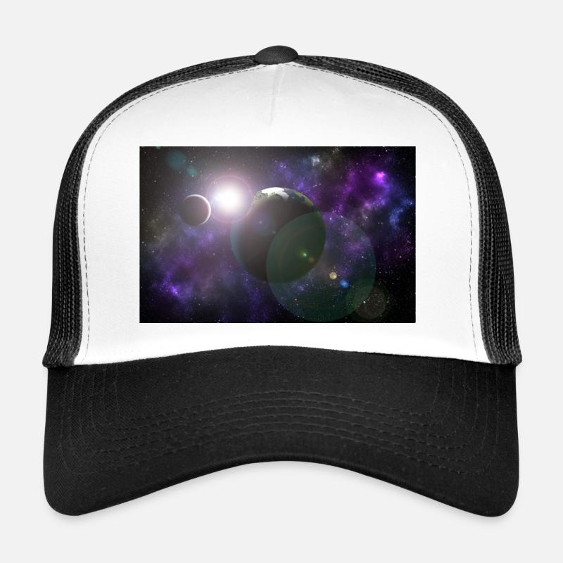 Moon and earth with sun Trucker Cap