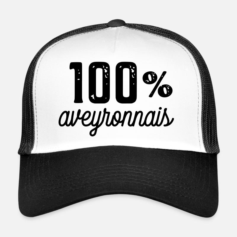 100 % aveyronnais - Casquette trucker  - blanc/noir