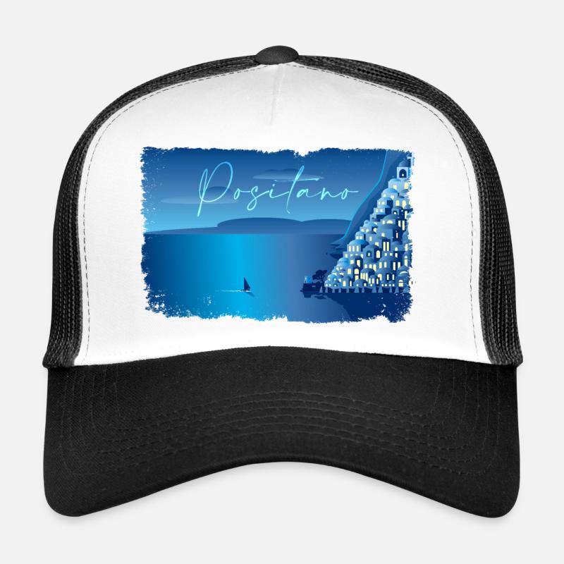 Nuit minimale de Positano - Casquette trucker  - blanc/noir