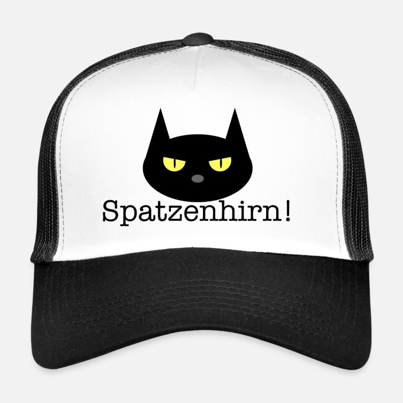 Katze - Trucker Cap - Weiß/Schwarz