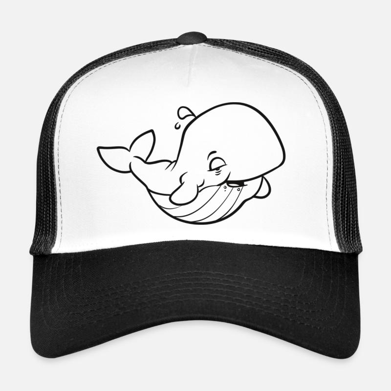 Une grosse baleine heureuse - Casquette trucker  - blanc/noir