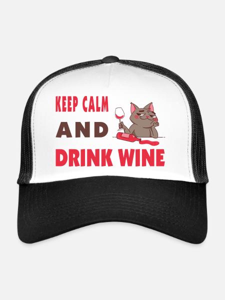 Restez calme et buvez du vin - Casquette trucker  - blanc/noir - Devant