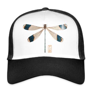 Vintage Japan Art Libelle - Trucker Cap - Weiß/Schwarz - Vorne