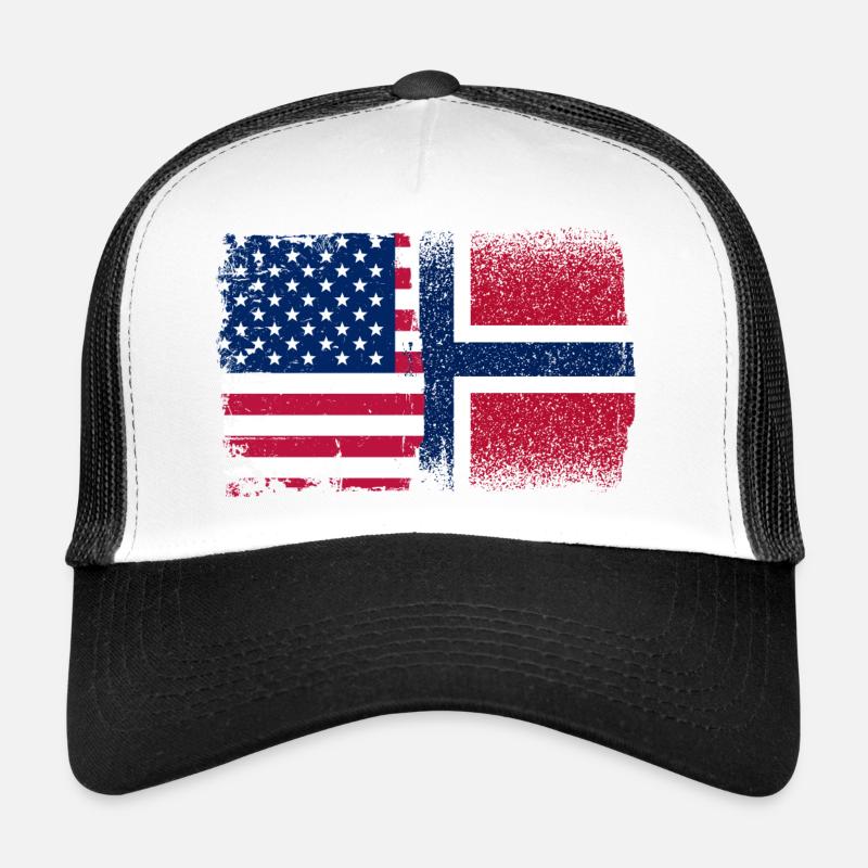 Drapeau Mashup États-Unis Norvège Casquette trucker 