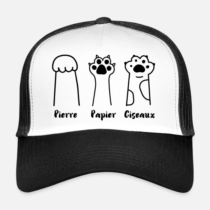 Jeu de Patte: Pierre, Papier, Ciseaux - Casquette trucker  - blanc/noir