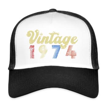 Vintage 1974 - Casquette trucker  - blanc/noir - Devant
