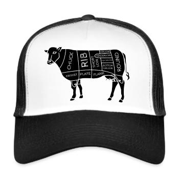 Lustige Rindfleischschnitte Diagramm I BBQ Metzger - Trucker Cap - Weiß/Schwarz - Vorne